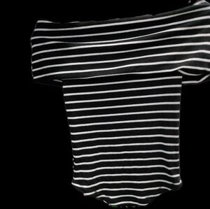 We The Free Small Black n White Horizontal Striped top